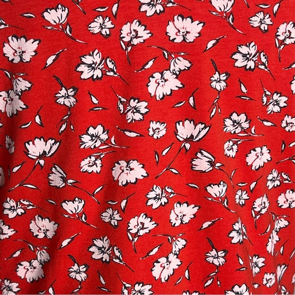 PACT Dakota red floral fit and flare dress pockets - Picture 7 of 8